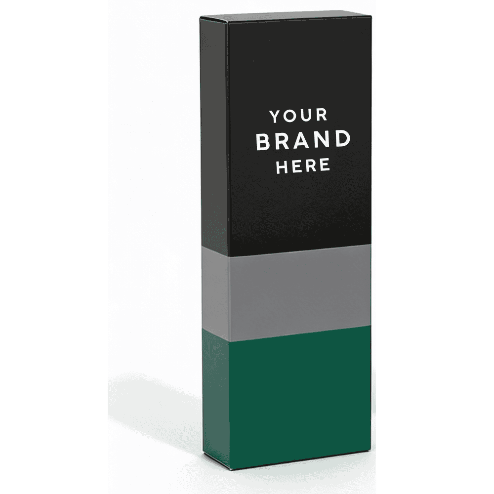 Customizable cannabis storage box with "Your Brand Here" label, ideal for promoting marijuana legalization.